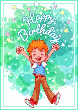 Tebrik kartı doğum günü mutlu bir çocuk ile.