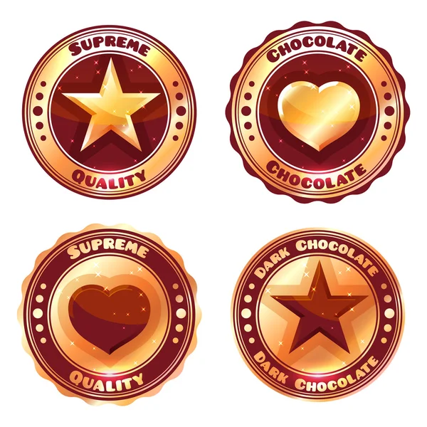 Conjunto de cuatro medallas redondas de chocolate . — Vector de stock