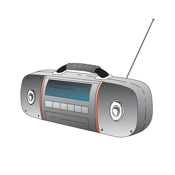 Boombox cassette stereo recorder retro design uit de jaren tachtig. Vector illustratie geïsoleerd op witte achtergrond. — Stockvector