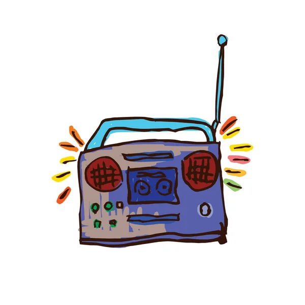 Beyaz arka planda antika bir radyonun çizimi — Stok Vektör