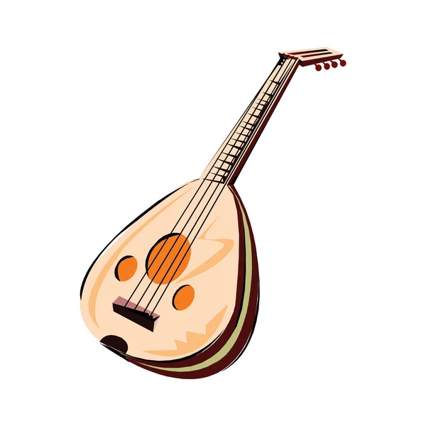 Serie de instrumentos musicales. Kobza tradicional ucraniano, aislado sobre fondo blanco. Ilustración vectorial — Vector de stock