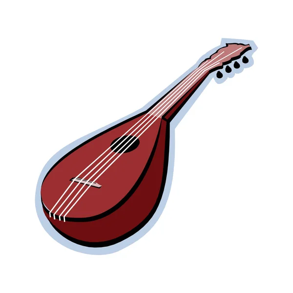 Serie de instrumentos musicales. Kobza tradicional ucraniano, aislado sobre fondo blanco. Ilustración vectorial — Vector de stock