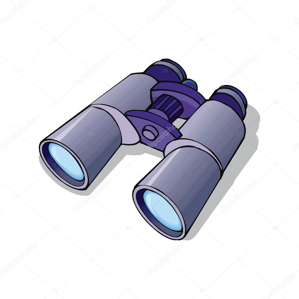 Grey binocular, binoculars isolated, binoculars icon, discovery in EPS10