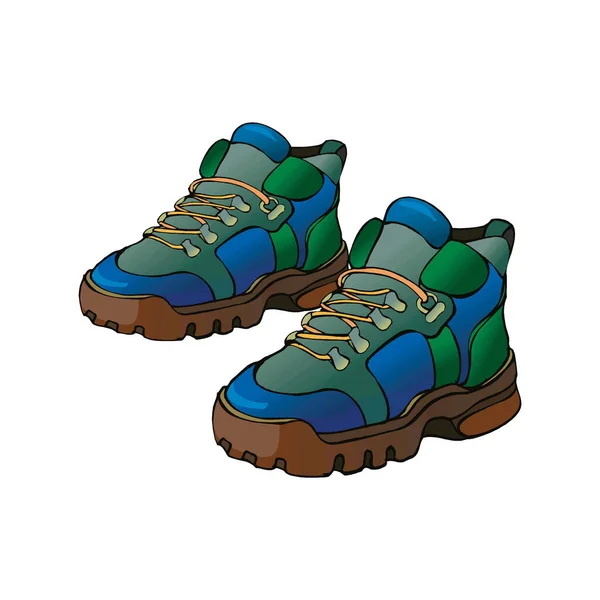 Vector Cartoon Illustration - Extreme Hiking Boots. Vista frontale — Vettoriale Stock