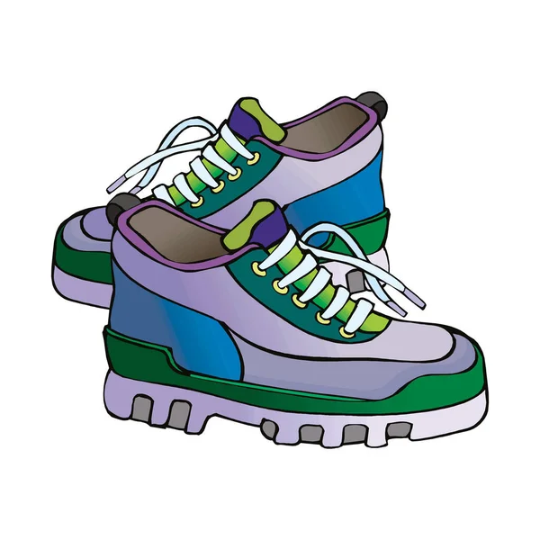 Vector Cartoon Illustration - Extreme Hiking Boots. Vista frontale — Vettoriale Stock