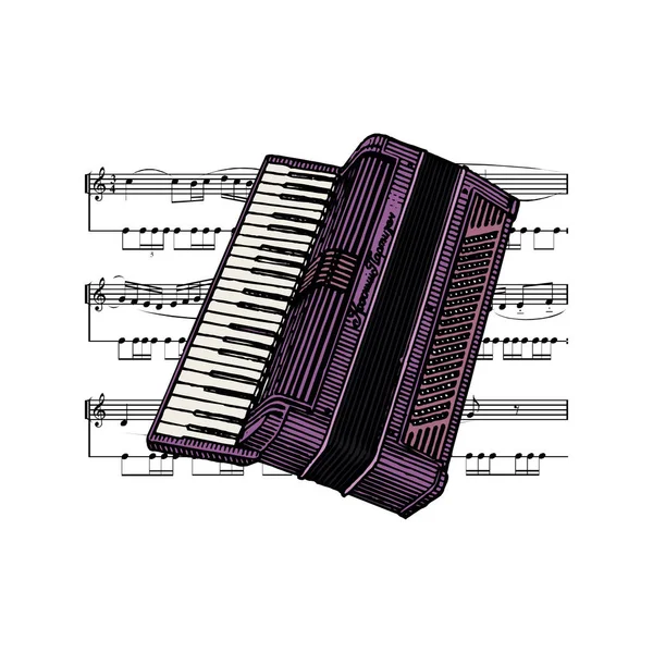 Acordeón Bayan Clásico Armónico Arpa Judía Instrumento Musical Ilustración Vectorial — Vector de stock