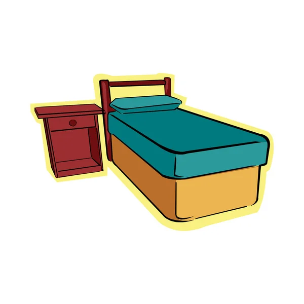 Łóżko z szafkami nocnymi ilustracja wektor izolowane na białym tle w EPS10 — Wektor stockowy