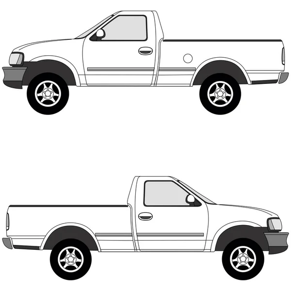Pickup truck vector template. Truck blueprint. 4x4 car on white background in EPS10 Stock Vector