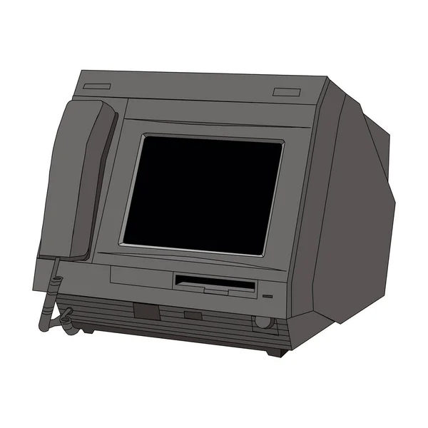 La computadora blanca de escritorio retro con monitor, teclado y ratón en el fondo blanco en EPS10 — Vector de stock