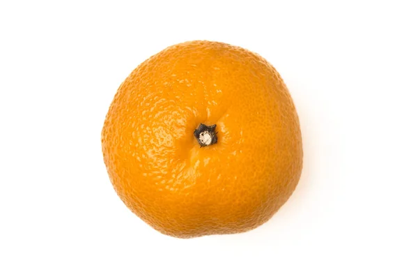 Duża Pomarańczowa Mandarynka Odizolowana Białym Tle Widok Góry — Zdjęcie stockowe