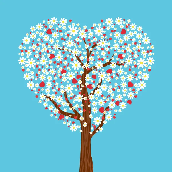 Árbol floreciente del amor. Vector — Archivo Imágenes Vectoriales