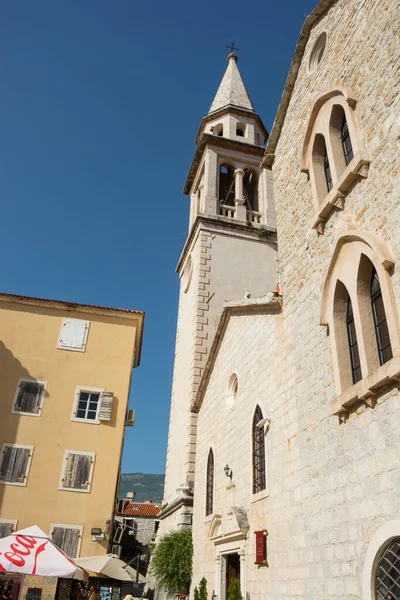 Editorial Budva Montenegro Junio 2021 Iglesia Campanario Casco Antiguo Budva — Foto de Stock