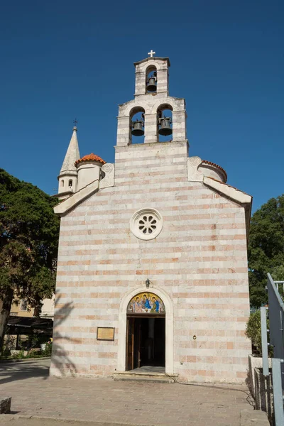 Iglesia Campanario Casco Antiguo Budva Montenegro — Foto de Stock