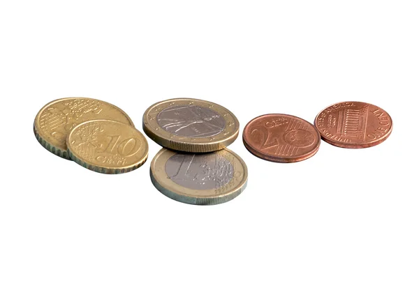 Coins, the euro, money, isolate — Stock Photo, Image