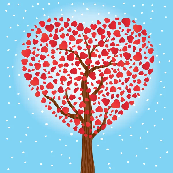 Árbol de corazones de amor. Ilustración vectorial — Vector de stock