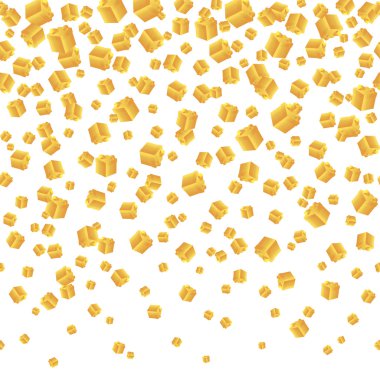 Düşen hediye altın sorunsuz arka plan. Vektör çizim