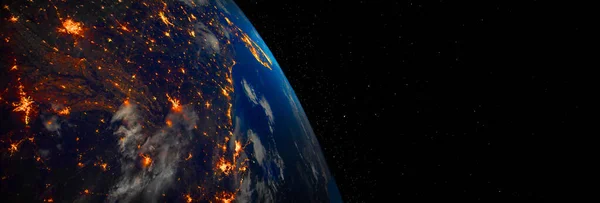 Gezegen Yerküre Görüntüsü Uzaydan Gerçekçi Dünya Yüzeyi Dünya Haritasını Uzay — Stok fotoğraf
