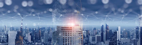 Smart Wireless Digital City Social Media Networking Systems Intelligens Digitális — Stock Fotó
