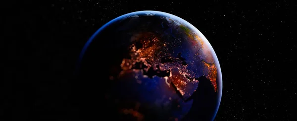 Gezegen Yerküre Görüntüsü Uzaydan Gerçekçi Dünya Yüzeyi Dünya Haritasını Uzay — Stok fotoğraf