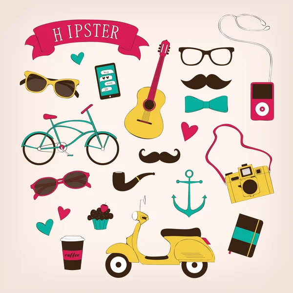 Set di hipster — Vettoriale Stock