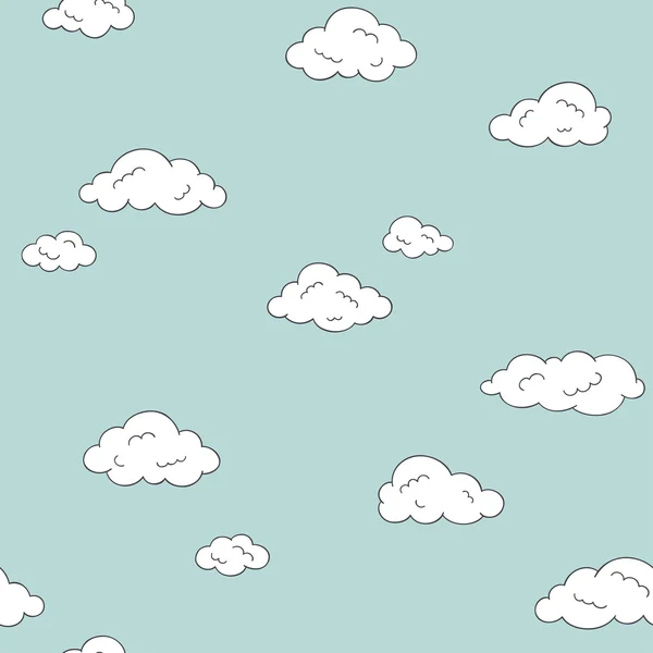 Doodle nuages fond sans couture — Image vectorielle