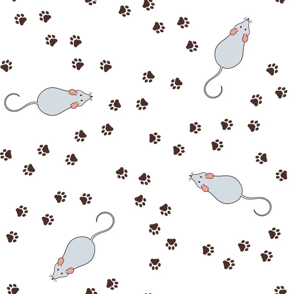 Empreintes animales et souris fond sans couture — Image vectorielle