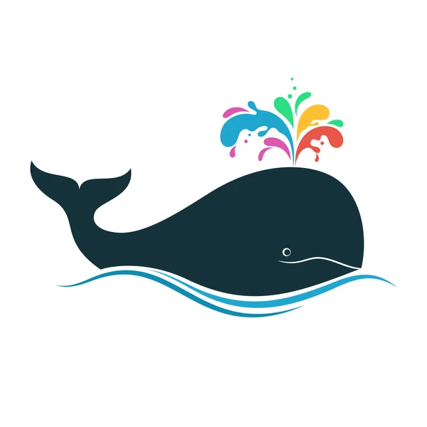 Çok renkli darbe emzik ile balina — Stok Vektör