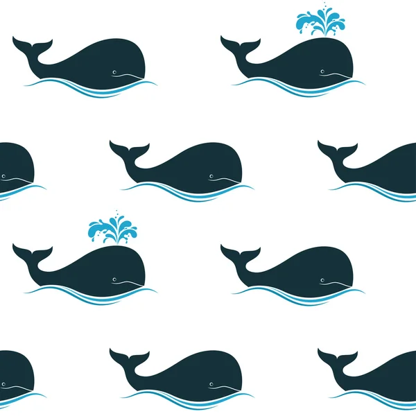 Ballenas fondo sin costura — Vector de stock