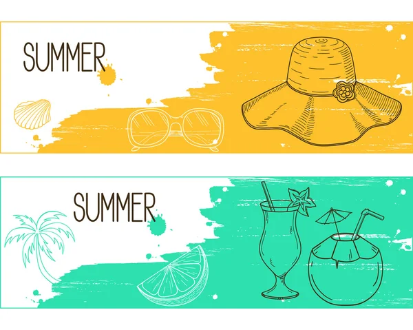 Banderas de vacaciones de verano — Vector de stock