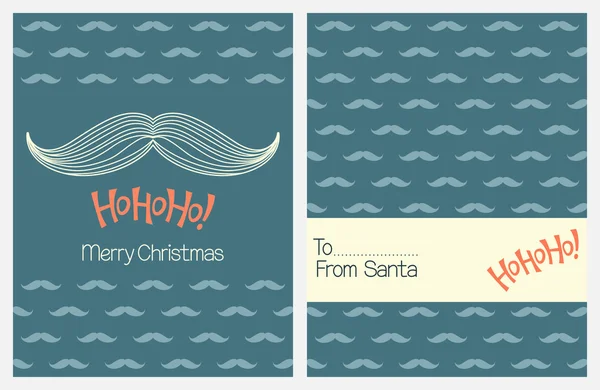 Tarjetas de felicitación navideñas con bigote de Santa — Archivo Imágenes Vectoriales