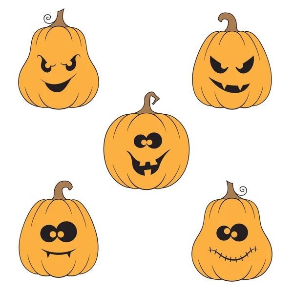 Ensemble de citrouilles Halloween — Image vectorielle