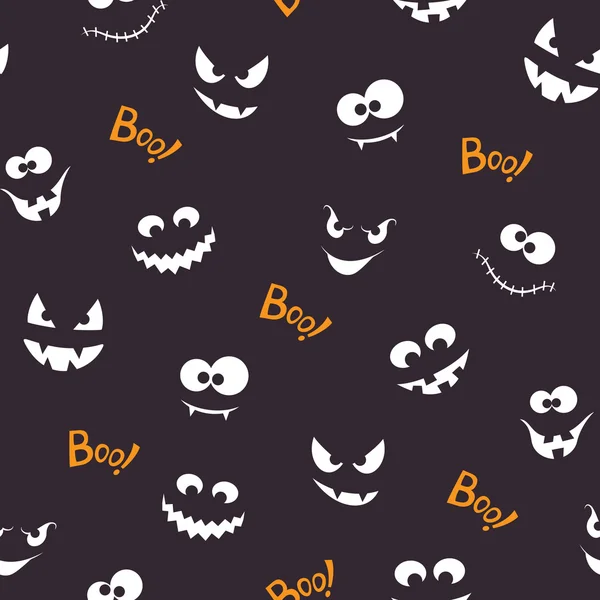 Хэллоуин бесшовный шаблон с жуткими лицами — стоковый вектор