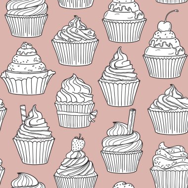 Kusursuz desenli, elle çizilmiş kekler.