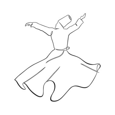 Whirling Dervish in one continuous line clipart