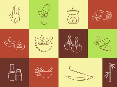 Spa ve ayurveda Icons set
