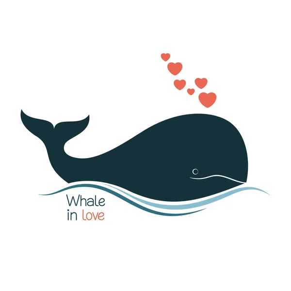 Whale in liefde — Stockvector