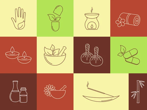 Set de iconos SPA y ayurveda — Vector de stock