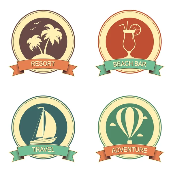 Summer vacation retro badges — Stock Vector