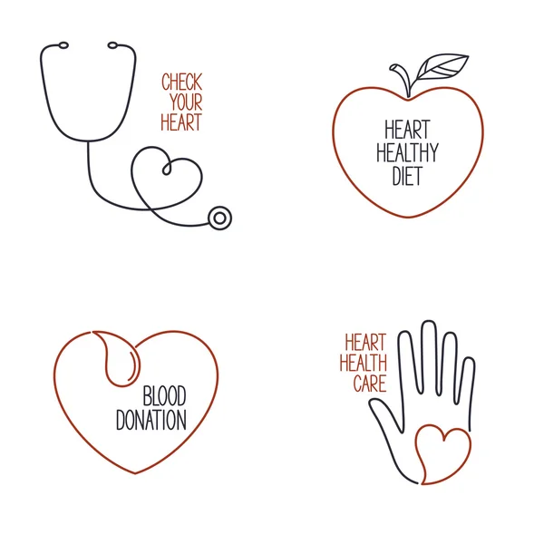 Serce zdrowie zestaw ikon — Wektor stockowy