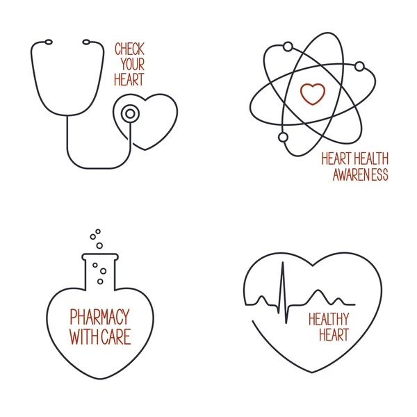 Ensemble d'icônes de santé cardiaque — Image vectorielle