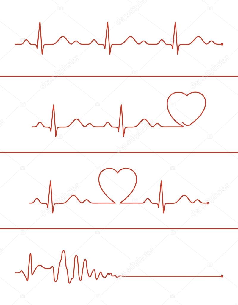 Cardiogram lines set