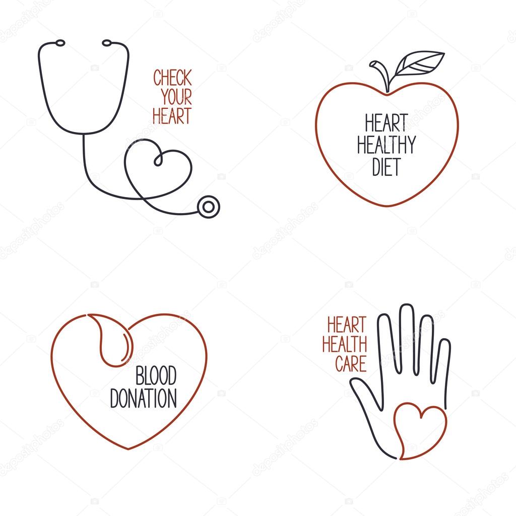 Heart health icons set