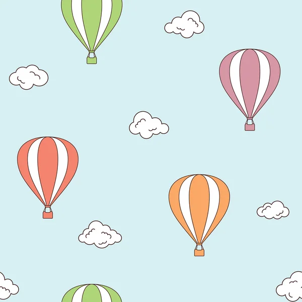 Hot air balloons seamless background — 图库矢量图片