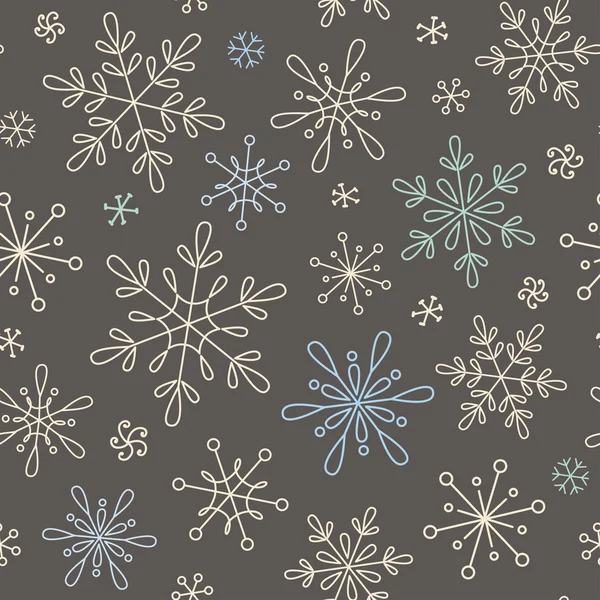 Flocons de neige fond sans couture — Image vectorielle