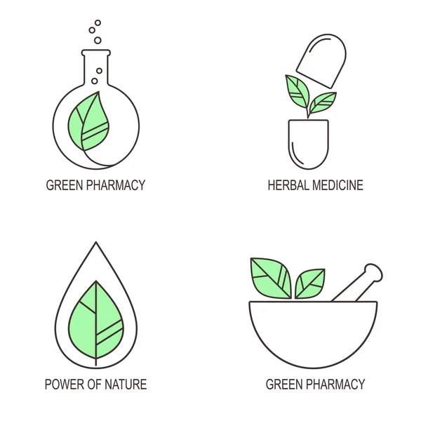 Ensemble d'icônes de phytothérapie — Image vectorielle