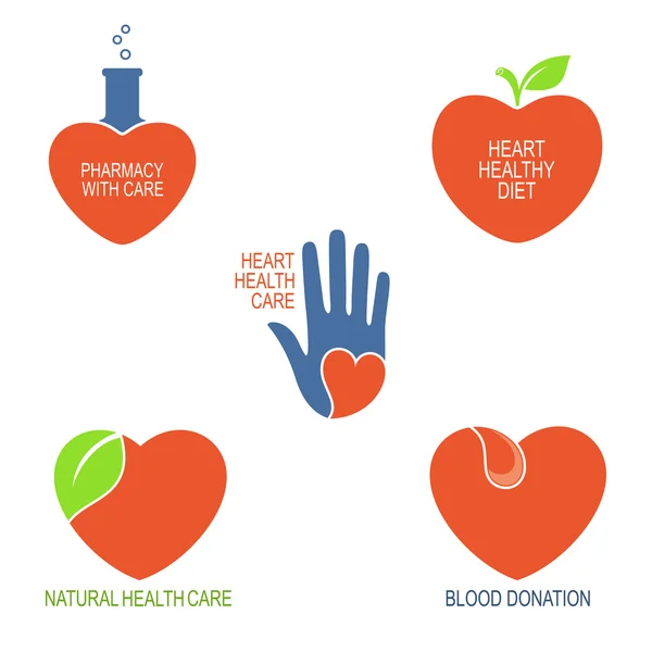 Heart health care icons — Stock Vector
