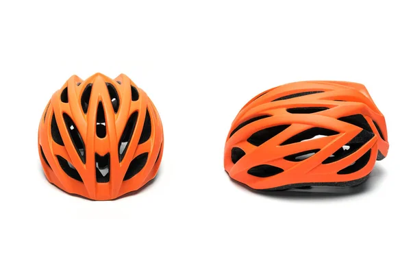 Оранжевый Велосипедный Шлем Белом Фоне — стоковое фото