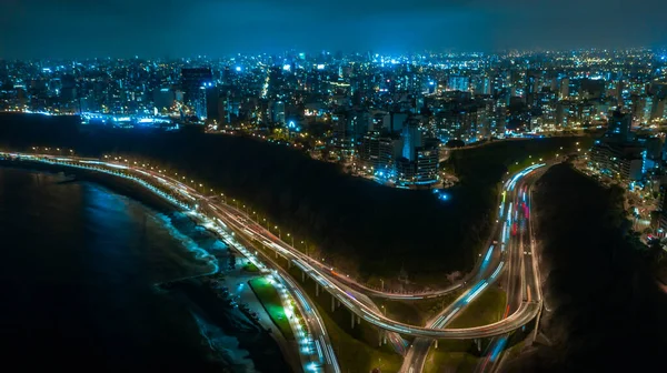 Vista Aérea Panorâmica Descida Armendariz Cidade Miraflores Recife Costa Verde — Fotografia de Stock