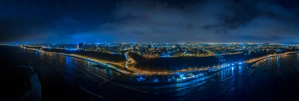 Ночной Панорамный Вид Коста Верде Сан Мигель Лима Перу — стоковое фото