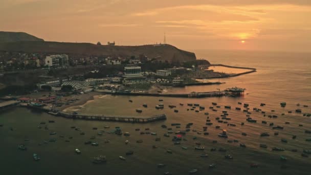 Vista Aérea Atardecer Club Playa Distrito Chorillos Lima Regatas Del — Vídeo de stock